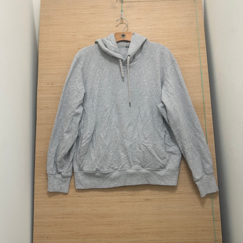 Uniqlo Mens M Heather Grey Long Sleeve Pullover Hoodie Sweatshirt 7400